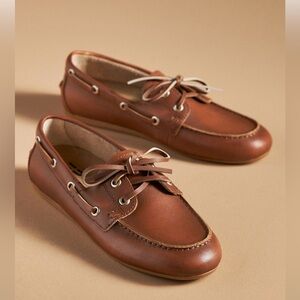 Anthropologie Bibi Lou Boat Shoes Brown Loafer Coastal Nautical Size 10-10.5